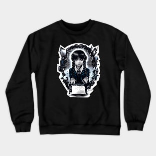 Black Obsidian Typewriter Wednesday Crewneck Sweatshirt